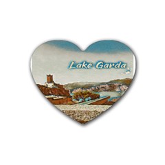 Malcesine Castle On Lake Garda Rubber Coaster (heart) by ConteMonfrey