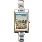 Birds And People On Lake Garda Rectangle Italian Charm Watch Front