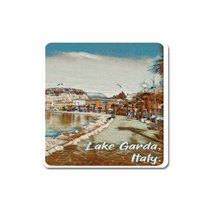 Birds And People On Lake Garda Square Magnet