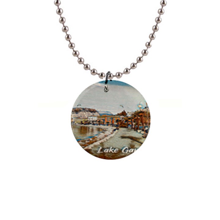 Birds And People On Lake Garda 1  Button Necklace