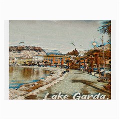 Birds And People On Lake Garda Large Glasses Cloth by ConteMonfrey