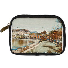 Birds And People On Lake Garda Digital Camera Leather Case by ConteMonfrey