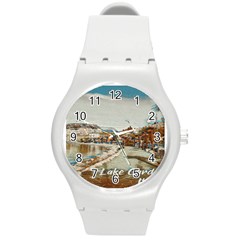 Birds And People On Lake Garda Round Plastic Sport Watch (m) by ConteMonfrey