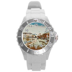 Birds And People On Lake Garda Round Plastic Sport Watch (l) by ConteMonfrey