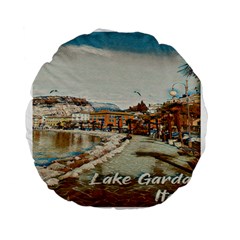 Birds And People On Lake Garda Standard 15  Premium Flano Round Cushions by ConteMonfrey