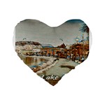 Birds And People On Lake Garda Standard 16  Premium Flano Heart Shape Cushions Front