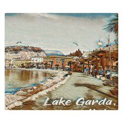 Birds And People On Lake Garda Premium Plush Fleece Blanket (small) by ConteMonfrey