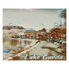 Birds And People On Lake Garda Premium Plush Fleece Blanket (medium) by ConteMonfrey