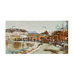 Birds And People On Lake Garda Satin Wrap 35  X 70  by ConteMonfrey