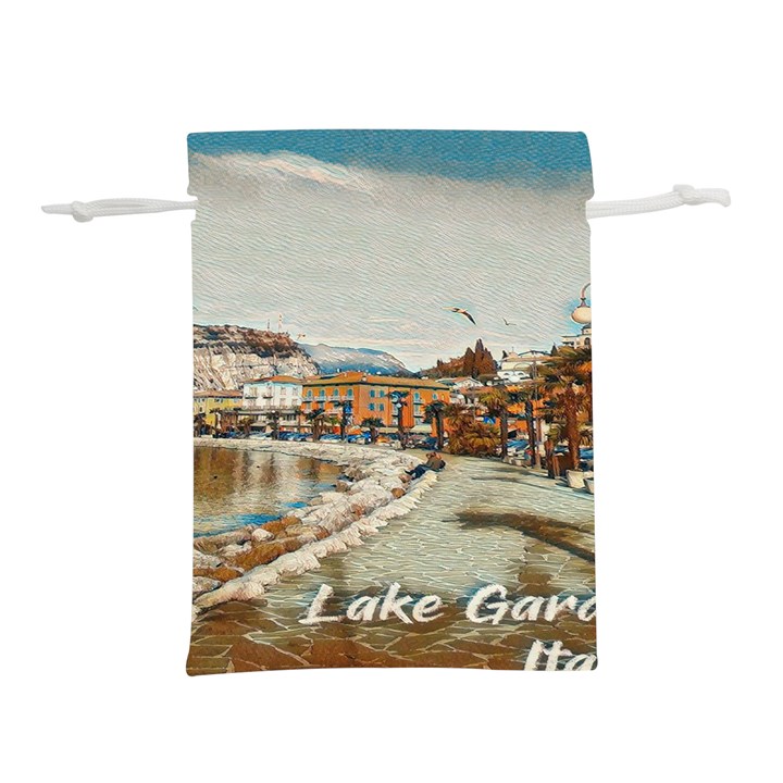 Birds And People On Lake Garda Lightweight Drawstring Pouch (S)