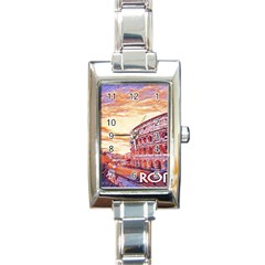 Rome Colosseo, Italy Rectangle Italian Charm Watch by ConteMonfrey