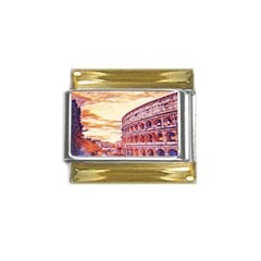 Rome Colosseo, Italy Gold Trim Italian Charm (9mm) by ConteMonfrey