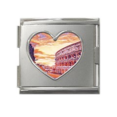 Rome Colosseo, Italy Mega Link Heart Italian Charm (18mm) by ConteMonfrey