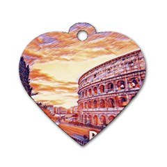 Rome Colosseo, Italy Dog Tag Heart (one Side) by ConteMonfrey