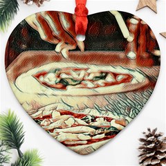 Naples Pizza On The Making Ornament (heart) by ConteMonfrey