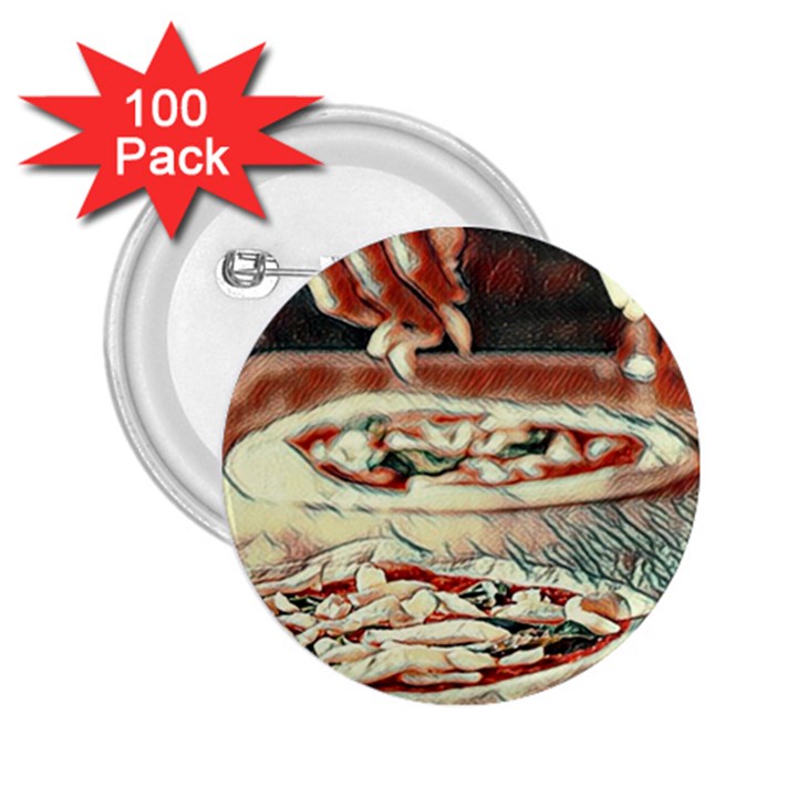 Naples Pizza on the making 2.25  Buttons (100 pack) 