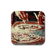 Naples Pizza On The Making Rubber Coaster (square) by ConteMonfrey