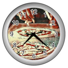 Naples Pizza On The Making Wall Clock (silver) by ConteMonfrey