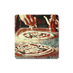 Naples Pizza On The Making Square Magnet by ConteMonfrey