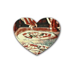 Naples Pizza On The Making Rubber Coaster (heart) by ConteMonfrey