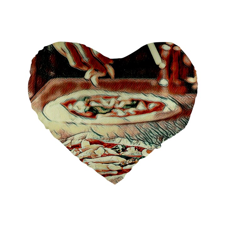 Naples Pizza on the making Standard 16  Premium Flano Heart Shape Cushions