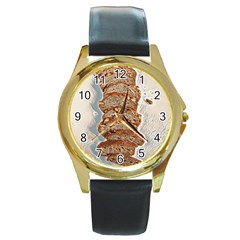 Bread Is Life - Italian Food Round Gold Metal Watch by ConteMonfrey