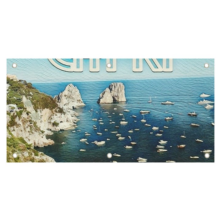 Capri, Italy Vintage Island  Banner and Sign 6  x 3 