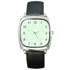 Clean Ornament Tribal Flowers  Square Metal Watch by ConteMonfrey