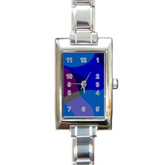 Blue Abstract 1118 - Groovy Blue And Purple Art Rectangle Italian Charm Watch by KorokStudios