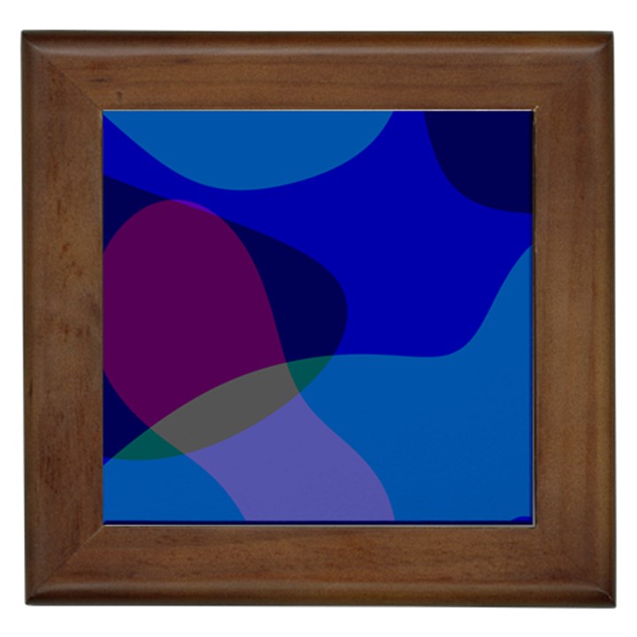 Blue Abstract 1118 - Groovy Blue And Purple Art Framed Tile