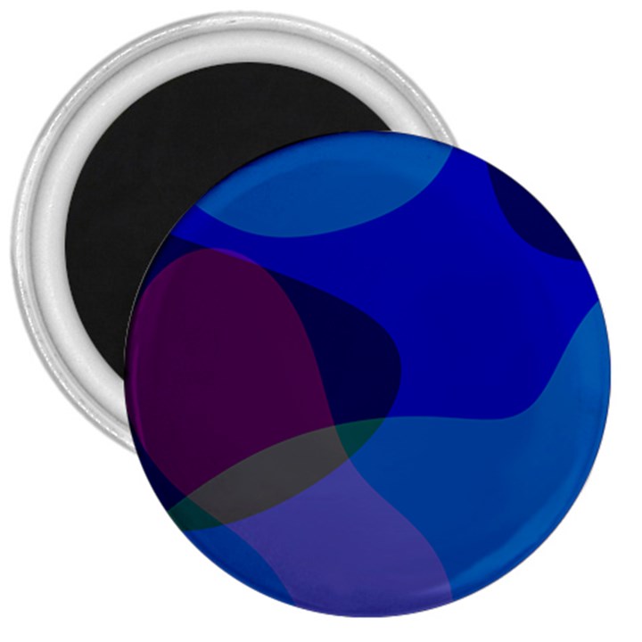 Blue Abstract 1118 - Groovy Blue And Purple Art 3  Magnets