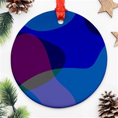 Blue Abstract 1118 - Groovy Blue And Purple Art Ornament (round) by KorokStudios