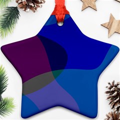 Blue Abstract 1118 - Groovy Blue And Purple Art Ornament (star) by KorokStudios