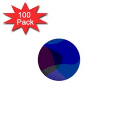 Blue Abstract 1118 - Groovy Blue And Purple Art 1  Mini Buttons (100 Pack)  by KorokStudios