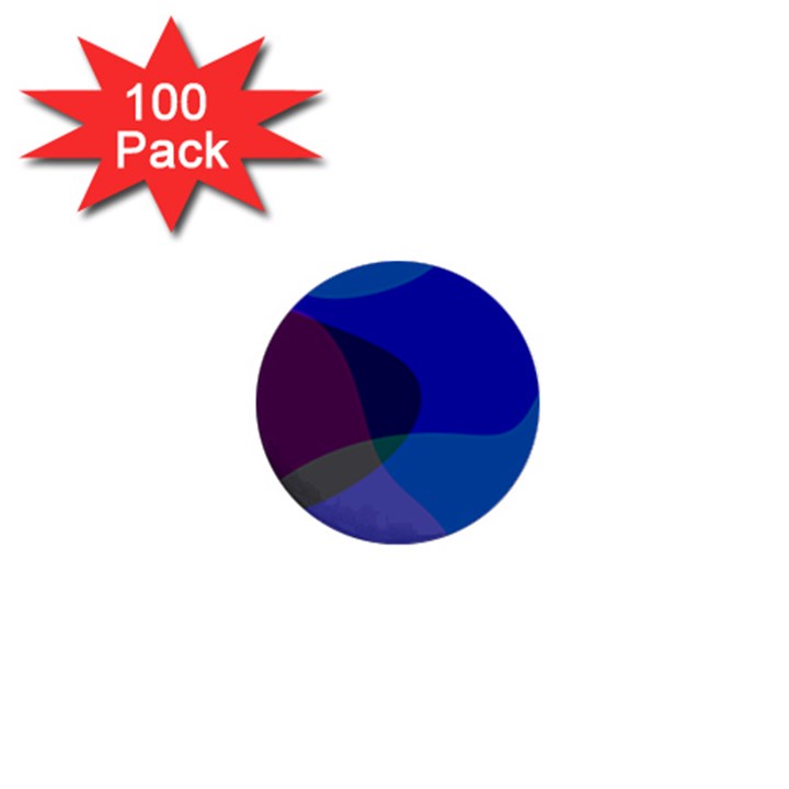 Blue Abstract 1118 - Groovy Blue And Purple Art 1  Mini Buttons (100 pack) 