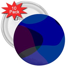 Blue Abstract 1118 - Groovy Blue And Purple Art 3  Buttons (10 Pack)  by KorokStudios