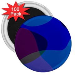 Blue Abstract 1118 - Groovy Blue And Purple Art 3  Magnets (100 Pack) by KorokStudios