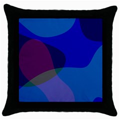 Blue Abstract 1118 - Groovy Blue And Purple Art Throw Pillow Case (black) by KorokStudios