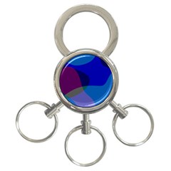 Blue Abstract 1118 - Groovy Blue And Purple Art 3-ring Key Chain by KorokStudios