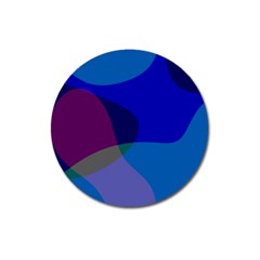 Blue Abstract 1118 - Groovy Blue And Purple Art Magnet 3  (round) by KorokStudios