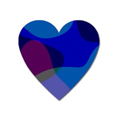 Blue Abstract 1118 - Groovy Blue And Purple Art Heart Magnet by KorokStudios