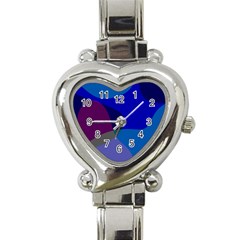 Blue Abstract 1118 - Groovy Blue And Purple Art Heart Italian Charm Watch by KorokStudios