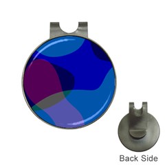 Blue Abstract 1118 - Groovy Blue And Purple Art Hat Clips With Golf Markers by KorokStudios