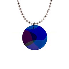 Blue Abstract 1118 - Groovy Blue And Purple Art 1  Button Necklace by KorokStudios