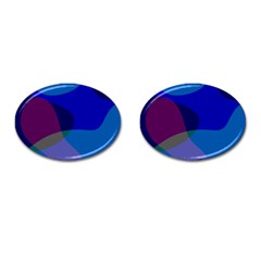 Blue Abstract 1118 - Groovy Blue And Purple Art Cufflinks (oval) by KorokStudios