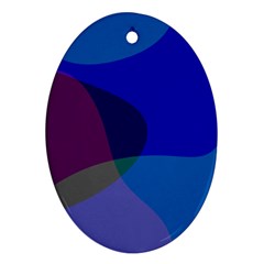 Blue Abstract 1118 - Groovy Blue And Purple Art Oval Ornament (two Sides) by KorokStudios