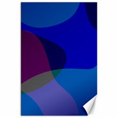 Blue Abstract 1118 - Groovy Blue And Purple Art Canvas 24  X 36  by KorokStudios