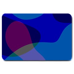 Blue Abstract 1118 - Groovy Blue And Purple Art Large Doormat by KorokStudios