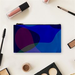 Blue Abstract 1118 - Groovy Blue And Purple Art Cosmetic Bag (small) by KorokStudios