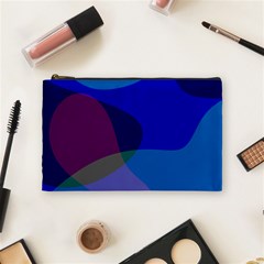 Blue Abstract 1118 - Groovy Blue And Purple Art Cosmetic Bag (medium) by KorokStudios